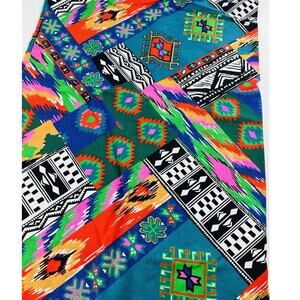 Vintage 90s Cranston Southwest Fabric Colorful Geometric Abstract Aztec 2 Yd Gre